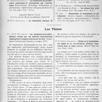 1793 - Page 1772 - Partie scientifique. L’Actualité Scientifique. Les Livres. Les livres qui viennent de paraître... / Les Thèses. Les variations de la bilirubinémie évaluée par une méthode colorimétrique (application à l’examen fonctionnel du foie), par Dr R. Wauthier (Imprimerie Commerciale Perrette, Limoges, 1927) / Etude sur le lymphatisme; ses signes et ses complications. Quelques comparaisons dans le règne animal, par Dr Gaston Gayraud (Marcel Vigné, éditeur, Paris, 1928)