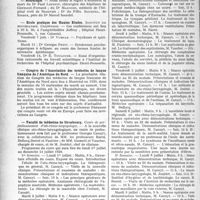1821 - Page 1800 - Partie professionnelle, Hygiène, Assistance, Mutualité, Intérêts corporatifs, Variétés. Reportage professionnel. Nouvelles et Informations. Nécrologie [Docteurs Paul Lepetit, Magnier, Félix Sourdel] / École pratique des Hautes Etudes / Congrès de l’Association des médecins, de langue française de l’Amérique du Nord / Faculté de médecine de Strasbourg