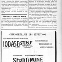 1826 - Page LXV-1805 - Les services rendus depuis une année par l’Office National du Combattant / Diphtérie et doses de sérum