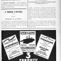 1842 - Page IX-1821 - Dernières nouvelles. Département de l’Eure / Distinction honorifique / A travers l’officiel. Enseignement de la médecine / Réponse des Ministres aux Questions des Parlementaires. Le développement de la vaccination antituberculeuse au moyen du B. C. G
