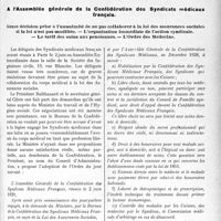 1848 - Page 1827 - Propos du jour. A l’Assemblée générale de la Confédération des Syndicats médicaux français-. Grave décision prise à l’unanimité de ne pas collaborera la loi des assurances sociales si la loi n’est pas modifiée. — L’organisation immédiate de l’action syndicale. — Le tarif des soins aux pensionnés. — L’Ordre des Médecins [J. Noir]