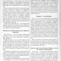 1864 - Page 1847 - Partie scientifique. L’Actualité Scientifique. Les Sociétés Savantes. Toulouse. Société de médecine, chirurgie et pharmacie. Les cures par les eaux minérales et par les boues thermales dans le traitement du rhumatisme chronique / Contusion grave du périnée, hématome par rupture d’une artère superficielle / Traitement des métrites cervicales par la diathermocoagulation / Kyste du mésentère marsupialisé / Erysipèle et vaccinothérapie / Essais de culture de la rhubarbe en France en vue de son utilisation thérapeutique