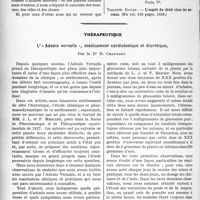 1867 - Page 1850 - Partie scientifique. L’Actualité Scientifique. Les Livres. New-York, images mouvantes, par le Dr François Debat, Les publications du centre, Paris / Les livres qui viennent de paraître... / Thérapeutique. L’ « Adonis vernalis », médicament cardiotonique et diurétique, par le Dr R. Chausset