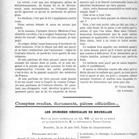 1885 - Page 1868 - Partie professionnelle, Hygiène, Assistance, Mutualité, Intérêts corporatifs, Variétés. Travaux Originaux. Chronique médico-militaire. Les assurances sociales. La phobie du tiers payant [Dr Victor Bentz] / Comptes rendus, documents, pièces officielles. Les journées médicales de Bruxelles