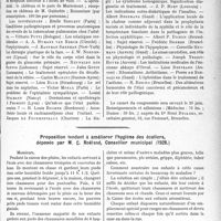 1886 - Page 1869 - Partie professionnelle, Hygiène, Assistance, Mutualité, Intérêts corporatifs, Variétés. Comptes rendus, documents, pièces officielles. Les journées médicales de Bruxelles / Proposition tendant à améliorer l’hygiène des écoliers, déposée par M. C-Roéland, Conseiller municipal (1928)