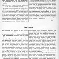 1940 - Page 1923 - Partie scientifique. L’Actualité Scientifique. Les Sociétés Savantes. Paris. Syndrome adiposo-génital familial. Réapparition des hémorragies cataméniales et régression de l’obésité après une vaccination antityphique, (Soc. méd. des hôpitaux ; 3-5-1929) / Grippes toxi-infectieuses, avec accès pseudo-palustre, compliquées, ou non, de retentissement pulmonaire, (Soc. méd. des hôpitaux ; 3-5-1929) / Les Livres. Les illustres aventurières ou Mémoires d’Hortense et de Marie Mancini, Henri Jonquières, édit, à Paris, 1929