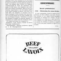 1985 - Page 1968-XII - La Maison des Fils de Combattants à la Cité Universitaire de Paris / Correspondance. Secret professionnel. Déclaration des causes de décès