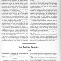 2008 - Page 1989 - Partie scientifique. L'actualité Scientifique. La Presse. Le traitement des broncho-pneumonies [(Le Bulletin médical, 16 mars 1929)] / Les Sociétés Savantes. Paris. Le traitement de l’érythrémie par le chlorhydrate de phénylhydrazine, (Académie de médecine ; 7-5-1929)