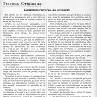 2020 - Page 2001 - Partie professionnelle, Hygiène, Assistance, Mutualité, Intérêts corporatifs, Variétés. Travaux Originaux. Pansements faits par les infirmiers [Dr Paul Boudin]