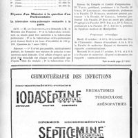 2059 - Page 2038-XIV - A travers l’officiel. Lutte antivénérienne / Réponse d’un Ministre à la question d’un Parlementaire. La tuberculose extra-pulmonaire contractée à la guerre / XXe congrès français de médecine, Montpellier, du Mardi 15 octobre au Samedi 19 octobre 1929 [J. Noir]