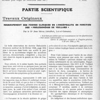 2062 - Page 2041 - Propos du jour. Concurrence ! / Partie scientifique. Travaux Originaux / Regroupement des formes cliniques de l'encéphalite en fonction des « prolégomènes de veillard », par le Dr Jean Séval