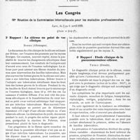 2072 - Page 2051 - Partie scientifique. L'Actualité Scientifique. Les Sociétés Savantes. Marseille. Le traitement de l’ostéomyélite aiguë. Société de chirurgie de Marseille / Les Congrès. IVe Réunion de la Commission internationale pour les maladies professionnelles, Lyon, du 3 au 6 avril 1929, (Suite et fin). La silicose au point de vue clinique - Böhme (Allemagne) / Etude clinique de la pneumonoconiose-silicose - Thiele (Dresde)