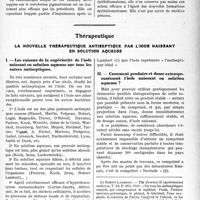 2080 - Page 2059 - Partie scientifique. L'Actualité Scientifique. Les Thèses. Valeur comparative des différents traitements de l’épithélioma greffé sur le xéroderma pigmentosum, par Dr Adolphe Boono, Marcel Vigné, Paris / Thérapeutique. La nouvelle thérapeutique antiseptique par l’iode naissant en solution aqueuse. Les raisons de la supériorité de l’iode naissant en solution aqueuse sur tous les autres antiseptiques / Comment produire et doser extemporanément l’iode naissant en solution aqueuse ?