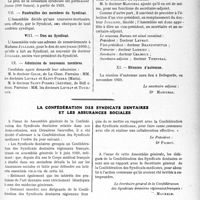 2100 - Page 2079 - Partie professionnelle, Hygiène, Assistance, Mutualité, Intérêts corporatifs, Variétés. Comptes rendus, documents, pièces officielles... Syndicat des Médecins du Bugey et du Pays de Gex / La confédération des syndicats dentaires et les assurances sociales