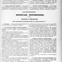2102 - Page 2081 - Partie professionnelle, Hygiène, Assistance, Mutualité, Intérêts corporatifs, Variétés. Hôpitaux de l’assistance publique de paris. Enseignement, concours, avis divers / Reportage professionnel. Nouvelles et Informations, (Voir les Dernières Nouvelles en tête des « Demi-Colonnes »). Nécrologie [Dr Mangon] / VIe Congrès des pédiatres de langue française / Journées médicales de Brides-les-Bains / Ve Congrès international de physiothérapie Liège
