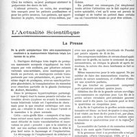 2149 - Page 2126 - Partie scientifique. Travaux Originaux. Thérapeutique. La médication analgésique en stomatologie, par M. le Dr Hollande / L'Actualité Scientifique. La Presse. De la greffe autoplastique libre séro-mamelonnaire combinée à la mammectomie bilatérale totale. Les raisons de sa prise [(Paris Chirurgical, 1929, n° 1)] / Sur la périartérite noueuse. Maladie de Kussmaul [(Journ. de médecine et de chirurgie pratiques, 10 mars 1929)]