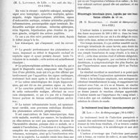 2153 - Page 2130 - Partie scientifique. L'Actualité Scientifique. Les Sociétés Savantes. Paris. Mégaoesophage. Opération par voie abdominale, (Société de Chirurgie ; 20-3-1929) / Remarques sur un cas d’endocardite chronique maligne, (Soc. méd. des hôp. ;19-4-1929) / L’action de l’éther benzyl-cinnamique sur les ulcérations de natures diverses et sur la douleur, (Soc. méd. des hôpitaux ; 19-4-1929) / Hémorragie intestinale grave, jugulée par une transfusion citratée de 40 cc, Société de thérapeutique 10-4-1929) / Le traitement local dans l’infection puerpérale, (Soc. de thérapeutique ; 10-4-1929)
