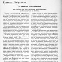 2158 - Page 2135 - Partie professionnelle, Hygiène, Assistance, Mutualité, Intérêts corporatifs, Variétés. Travaux Originaux. La médecine prophylactique. Le Préventorium dans l’armement anti-tuberculeux, Le Préventorium de Canteleu [G. Duchesne]