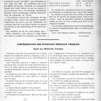 2170 - Page 2147 - Partie professionnelle, Hygiène, Assistance, Mutualité, Intérêts corporatifs, Variétés. Travaux Originaux. Mutualité familiale. A ceux qui ont cinquante ans [A. Gassot] / Confédération des syndicats médicaux français. Appel aux Médecins français