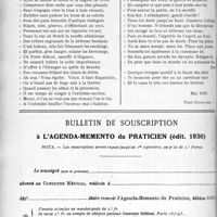 2193 - Page 2170-LXXIV - Anthologie. A un sénateur qui s’intéresse aux vieux rentiers invalides qui avaient honnêtement gagné leurs petites rentes [Paul Grossier] / Bulletin de souscription à l’agenda-memento du praticien (édit. 1930)