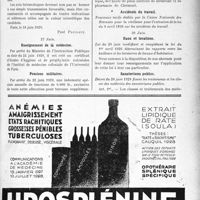 2202 - Page XI-2179 - Dernières nouvelles. Service de santé des troupes coloniales / Enseignement de la médecine / Pensions militaires / Education physique / Accidents du travail / Baux et locations