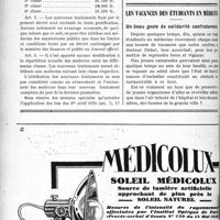 2203 - Page 2180-XII - Dernières nouvelles. Baux et locations / Les vacances des étudiants en Médecine. Un beau geste de solidarité confraternelle