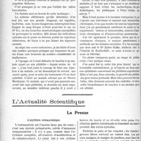 2221 - Page 2198 - Partie scientifique. Travaux Originaux. La thérapeutique au goût du jour. Encore l'oblitération des varices, par le Dr Léon Filderman / L'Actualité Scientifique. La Presse. L’arythmie extrasystolique