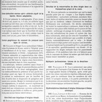 2228 - Page 2205 - Partie scientifique. L'Actualité Scientifique. Les Sociétés Savantes. Lyon. Société nationale de médecine et des Sciences médicales. Destruction de la tête et du col fémoral. Ostéotomie à butée intertrochantérienne / Grosse destruction osseuse après arthrite aiguë de la hanche. Bonne adaptation / Caverne gangréneuse du sommet du poumon avec ligne de niveau / Abcès froid sous-hépatique d’origine rénale / Résultat de la conservation de deux doigts dans un traumatisme grave de la main / Hydronéphrose bilatérale d’origine lithiasique à forme urémique / Epilepsie jacksonienne. Lésion de la deuxième frontale