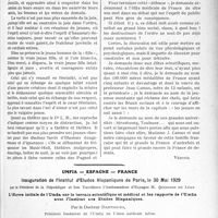 2240 - Page 2217 - Partie professionnelle, Hygiène, Assistance, Mutualité, Intérêts corporatifs, Variétés. Travaux Originaux. Chronique syndicale. La question sexuelle [Vérine] / Umfia — Espagne — France. Inauguration de l’Institut d'Etudes Hispaniques de Paris, le 30 Mai 1929. L’Oeuvre initiale de l’Umfia sur le terrain scientifique et médical et les rapports de l’Umfia avec l’Institut des Etudes Hispaniques, par le Docteur Dartigues