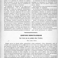 2279 - Page 2256 - Partie scientifique. Travaux Originaux. Clinique médicale. Diagnostic, pronostic et traitement de l’épilepsie, d’après une leçon de M. le Professeur Baudouin / Questions dermatologiques. Sur trois cas de pelade chez l’enfant, par Louis Bory