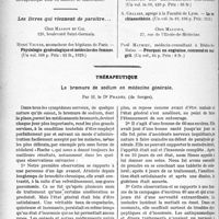 2295 - Page 2272 - Partie scientifique. L’Actualité Scientifique. Les Livres. Troubles des échanges nutritifs dans la tuberculose pulmonaire, par R. Monceaux, Girault, éditeur, Saint-Cloud, Seine-et-Oise / Thérapeutique. Le bromure de sodium en médecine générale