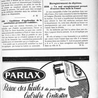 2328 - Page LXV-2305 - Correspondance. Fiscalité. Les médecins de dispensaire et la patente / Conditions d’application de la contribution personnelle-mobilière / Enregistrement du diplôme. Un seul enregistrement permet d’exercer dans toute la France