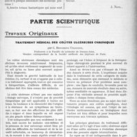 2344 - Page 2321 - Propos du jour. L’augmentation progressive des frais médicaux et pharmaceutiques dans les accidents du travail [J. Noir] / Partie scientifique. Travaux Originaux. Traitement médical des colites ulcéreuses chroniques, par C. Bonorino Udaondo