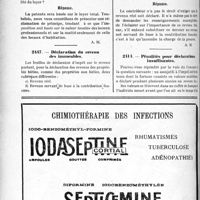 2389 - Page 2366-LVIII - Correspondance. Fiscalité. Patente sur des locaux où le mari et la femme exercent des professions distinctes / Déclaration du revenu des immeubles / Pénalités pour déclarations insuffisantes