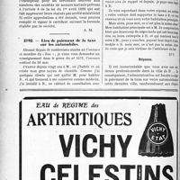 2393 - Page 2370-LXII - Correspondance. Fiscalité. Exemption de timbre pour les certificats destinés aux mutualités approuvées / Lieu de paiement de la taxe sur les automobiles