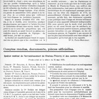2450 - Page 2427 - Partie professionnelle, Hygiène, Assistance, Mutualité, Intérêts corporatifs, Variétés. Travaux Originaux. Variétés. La "coiffure" à l'inoculation 1774 / Comptes rendus, documents, pièces officielles. Syndicat médical de l’arrondissement de Chateau-Thierry et des cantons limitrophes