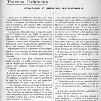 2503 - Page 2480 - Partie professionnelle, Hygiène, Assistance, Mutualité, Intérêts corporatifs, Variétés. Travaux Originaux. Déontologie et discipline professionnelle [G. Duchesne]