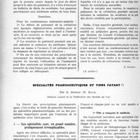 2511 - Page 2488 - Partie professionnelle, Hygiène, Assistance, Mutualité, Intérêts corporatifs, Variétés. Travaux Originaux. Mutualité familiale. Comment elle fonctionne [A. Gassot] / Spécialités pharmaceutiques et tiers payant, par le Docteur H. Bech
