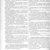 2521 - Page 2498 - Partie professionnelle, Hygiène, Assistance, Mutualité, Intérêts corporatifs, Variétés. Reportage professionnel. Nouvelles et Informations, (Voir les Dernières Nouvelles en tête des « Demi-Colonnes»). Les conférences de l'« Association amicale des chefs de clinique de l’École de médecine de Marseille » / Le Ier Congrès de la « Societas oto-rhino-laryngologicalatina » / Chambre syndicale des pharmaciens de la Seine