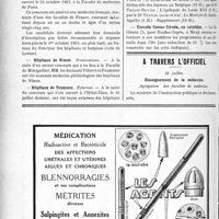 2539 - Page 2516-VIII - Dernières nouvelles. Centre de réforme de Paris / Hôpitaux de Nantes / Hôpitaux de Lorient / Hôpitaux de Nîmes / Hôpitaux de Toulouse / Aesculape / Circuits Corses Cirnéa, en torpédos / A travers l’officiel. Enseignement de la médecine