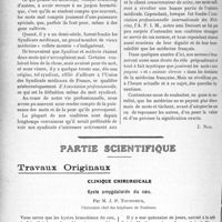 2549 - Page 2524 - Propos du jour. Les mots : Leur pauvreté et leur puissance [J. Noir] / Partie scientifique. Travaux Originaux. Clinique chirurgicale. Kyste amygdaloïde du cou, par M. J. P. Tourneux