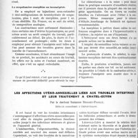 2567 - Page 2534 - Partie scientifique. Travaux Originaux. Ce que pratiquement le médecin doit savoir... De l’analgésie pendant l’accouchement. Il s’agit ici de l’analgésie pendant l’accouchement, et non de l’anesthésie / Les affections utéro-annexielles liées aux troubles intestinaux et leur traitement à Chatel-guyon, par le Docteur Suzanne Besset-Pigeat