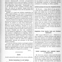 2581 - Page 2542 - Partie scientifique. L'Actualité Scientifique. Les Sociétés Savantes. Paris. Bradycardie paroxystique avec crises épileptiformes survenue à la suite d’une hématomyélie traumatique. Action de la digitale sur les accidents, (Soc. méd. des hôp. de Paris ; 7-6-1929) / Lyon. Société nationale de médecine et des sciences médicales. Section traumatique du nerf optique / Arthrite ancienne de la hanche. Adaptation articulaire / Adaptation d’une hanche luxée avec décollement épiphysaire / Ostéite syphilitique avec collection suppurée à staphylocoque