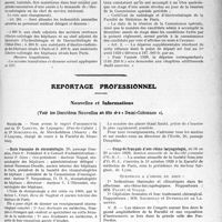 2610 - Page 2557 - Partie professionnelle, Hygiène, Assistance, Mutualité, Intérêts corporatifs, Variétés. Hôpitaux de l’assistance publique de Paris. Enseignement, concours, avis divers / Reportage professionnel. Nouvelles et Informations, (Voir les Dernières Nouvelles en tête des « Demi-Colonnes »). Nécrologie [Dr Carette, Dr Moschenross, Dr Lickteig] / École française de stomatologie / Congrès français d'oto-rhino laryngologie / Hospices civils de Bordeaux
