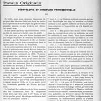 2660 - Page 2605 - Partie professionnelle, Hygiène, Assistance, Mutualité, Intérêts corporatifs, Variétés. Travaux Originaux. Déontologie et discipline professionnelle [G. Duchesne]