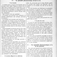 2664 - Page 2609 - Partie professionnelle, Hygiène, Assistance, Mutualité, Intérêts corporatifs, Variétés. Travaux Originaux. Spécialités pharmaceutiques et tiers payant, par le Dr H. Bech. La spécialité pharmaceutique devant la loi / Les spécialités pharmaceutiques et la loi des pensions