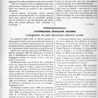 2669 - Page 2614 - Partie professionnelle, Hygiène, Assistance, Mutualité, Intérêts corporatifs, Variétés. Travaux Originaux. Mutualité familiale. Comment elle fonctionne [A. Gassot] / L’hydrologie française célèbre. L’inauguration du radio vaporarium sulfuré de Luchon