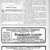 2680 - Page LIII-2625 - Correspondance. Secret professionnel. Examen d’une femme sur appel du mari / Exercice illégal. Association d’un Docteur en médecine avec un mécanicien pour dentistes