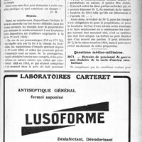 2682 - Page LV-2627 - Correspondance. Baux et location. Date de l’application de la nouvelle loi sur les loyers / Charges en sus du loyer prorogé / Questions médico-militaires. Retraite de pensionné de guerre non titulaire de la carte d’ancien combattant