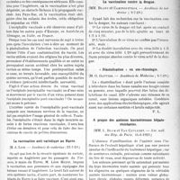 2714 - Page 2659 - Partie scientifique. L'Actualité Scientifique. Les Sociétés Savantes. Paris. L’encéphalite poste-vaccinale, (Académie de médecine ; 9-7-29) / La vaccination anti-variolique au Havre, (Académie de médecine ; 23-7-29) / La vaccination contre la dengue, (Académie de. médecin ; 9-7-29) / « Diastolisation » en oto-rhinologie, (Académie de Médecine ; 9-7-29) / A propos des anémies biermériennes hépato-résistantes, (Soc. méd. des Hôp. de Paris. 14-6-1929)